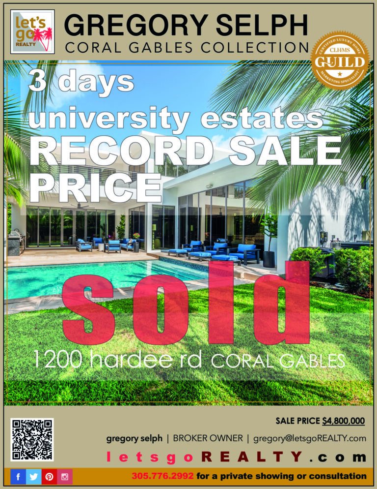 SOLD $4.8M RECORD SALE | 1200 Hardee Rd | Coral Gables FL | #coralgables #gregoryselph #letsgorealty