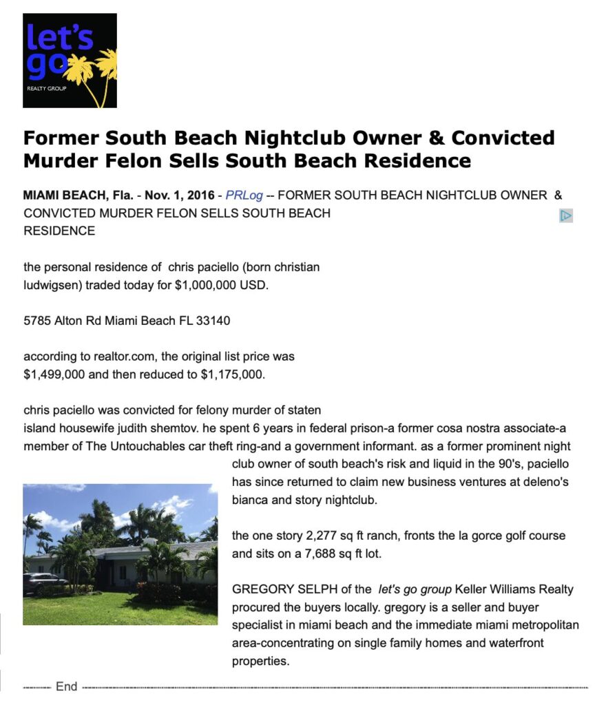 sold 5785 Alton Rd 33140 miami beach mid beach #gregoryselph chris paciello